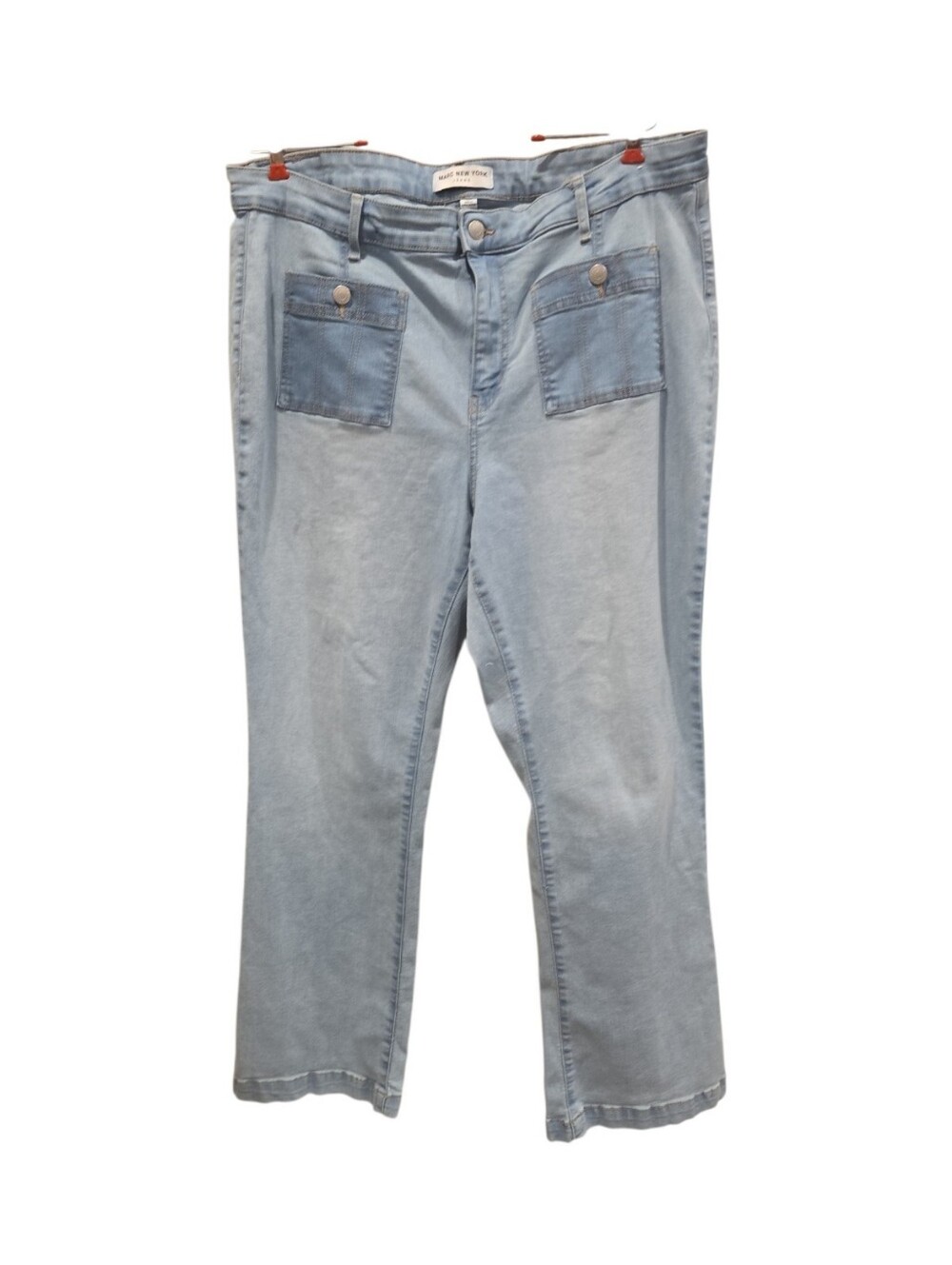 Marc New York Jeans High Rise Flare Crop Light Wash Patch Pocket Womens Size 16W